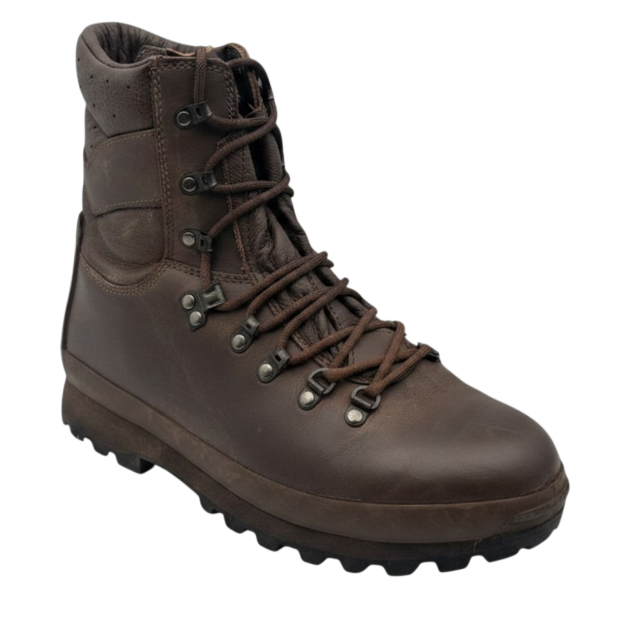 Genuine British Army Altberg Brown Leather Combat Boot Grade 1 Military Surplus Side View Vibram Sole Outdoor Tactical Hiking Boot