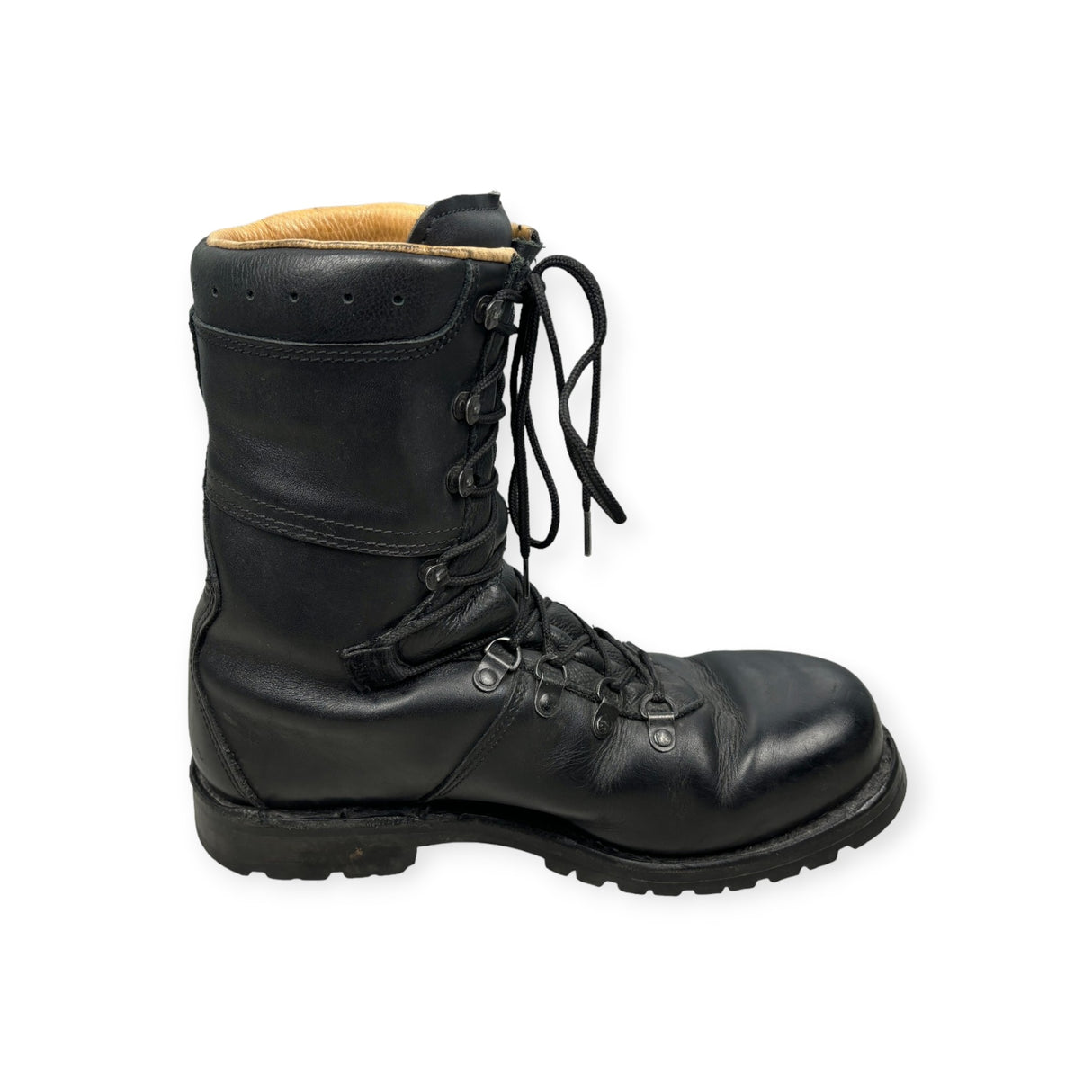 Genuine Austrian Army full leather black combat boots, showcasing rugged durability and superior craftsmanship, perfect for tactical operations and outdoor adventures.