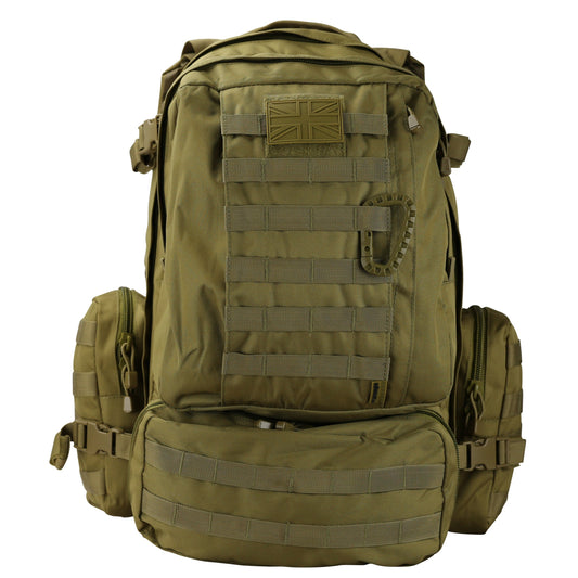Viking Patrol Pack: 3-day assault pack with Molle webbing, radio & aqua bladder compartments, medical pouch/utility compartment. For military, camping and outdoor use.