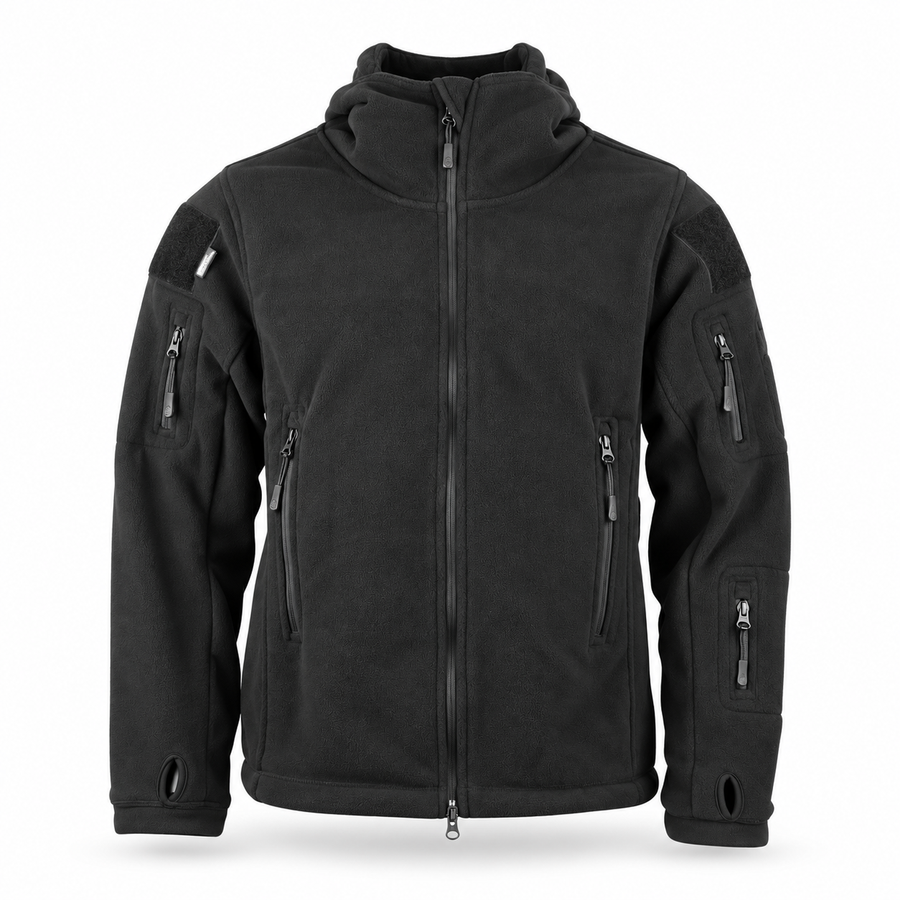 Battalion Scout Fleece Hoodie – black, front view