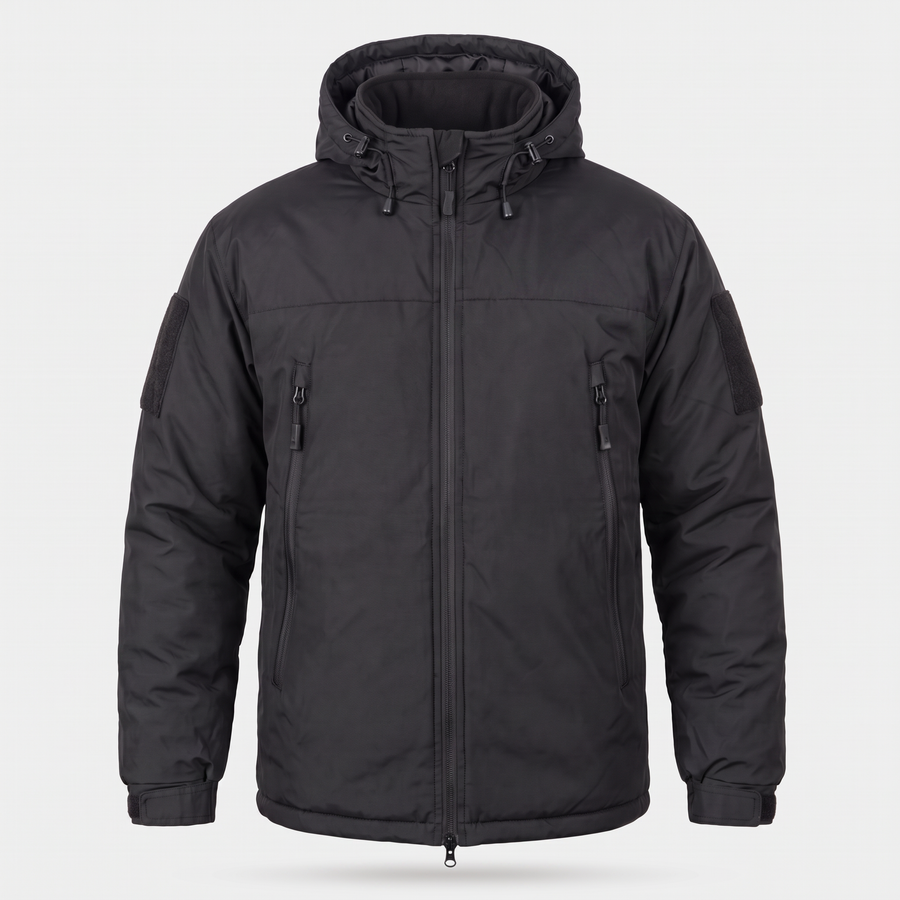 Level 7 insulated winter jacket in Black – front view