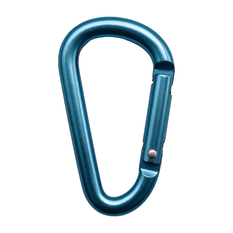Blue anodised aluminium D-shape accessory clip and guyline tensioner