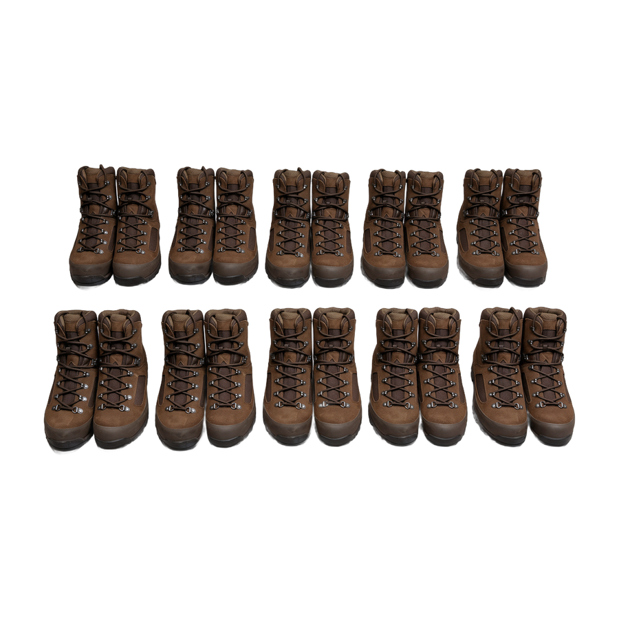 Ten pairs of Iturri brown suede desert British Army combat boots