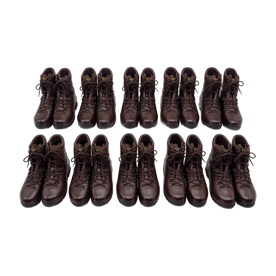 Ten pairs of Altberg Defender brown leather British Army combat boots