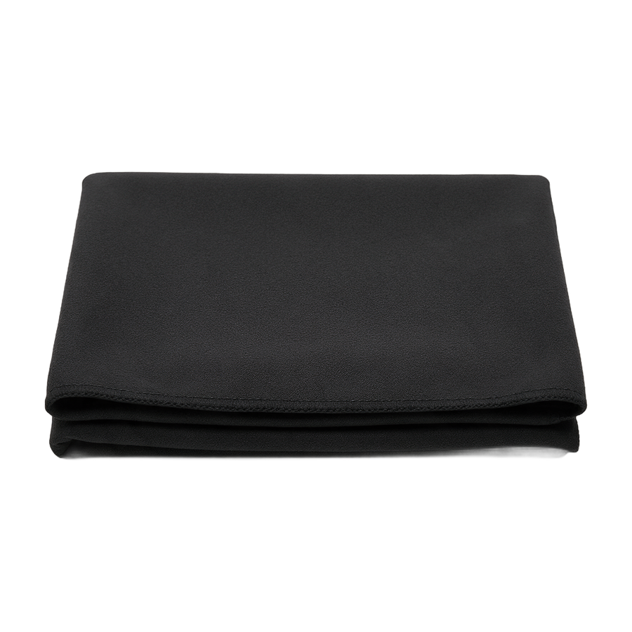 Black quick-dry microfibre towel folded, plain with no branding