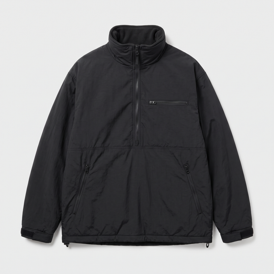 Battalion thermal softie pullover in Black – front view