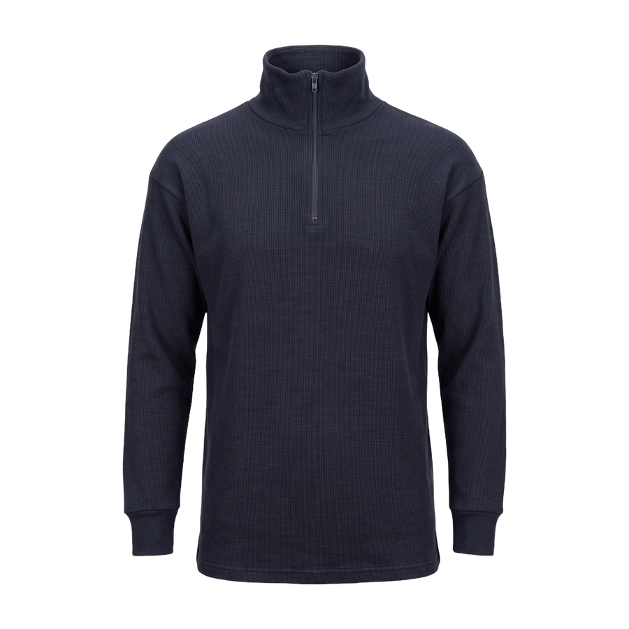 Dutch Army navy Norgie thermal pullover front view – quarter zip military surplus fleece