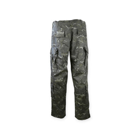 Kombat UK Black BTP (British Terrain Pattern) Camouflage Cargo Trousers perfect for any outdoor adventures and designed for military and army soldiers