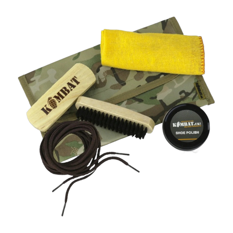 kombat uk brown polish boot care kit includes: brush and laces