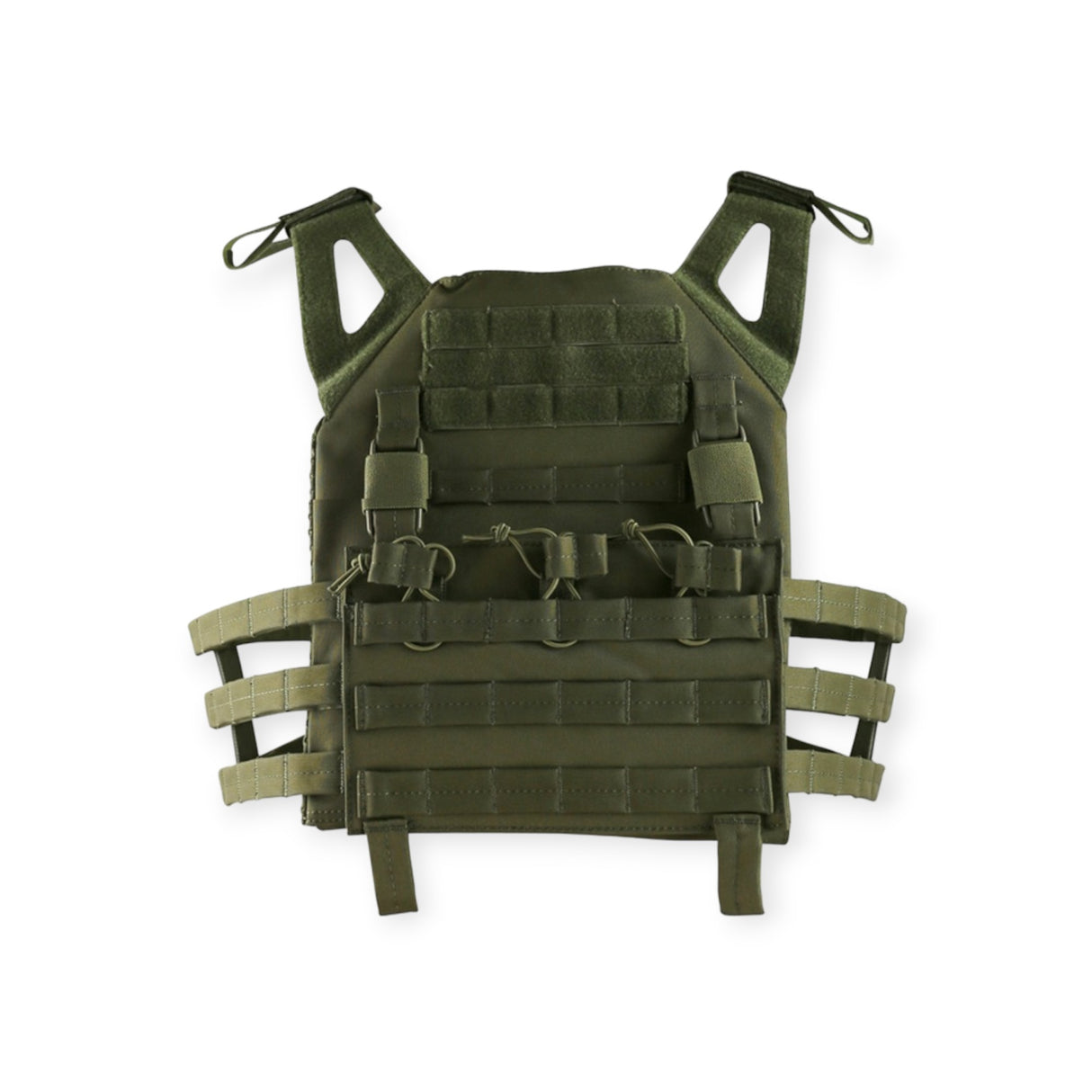 olive green Kombat UK Black Tactical Assault Vest Buckle-Tek JPC Jumpable Plate Carrier