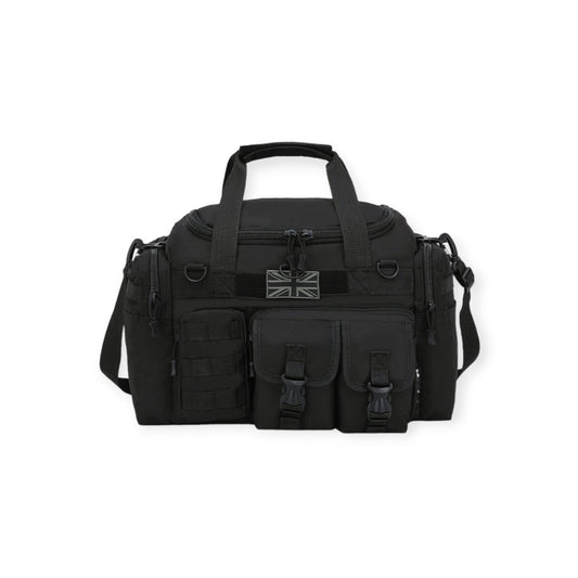 35 Litre Capacity Black Military Style Kombat UK Saxon Travel Holdall Bag wi adjustable straps and MOLLE compatible suitable for any deployment, outdoors or camping