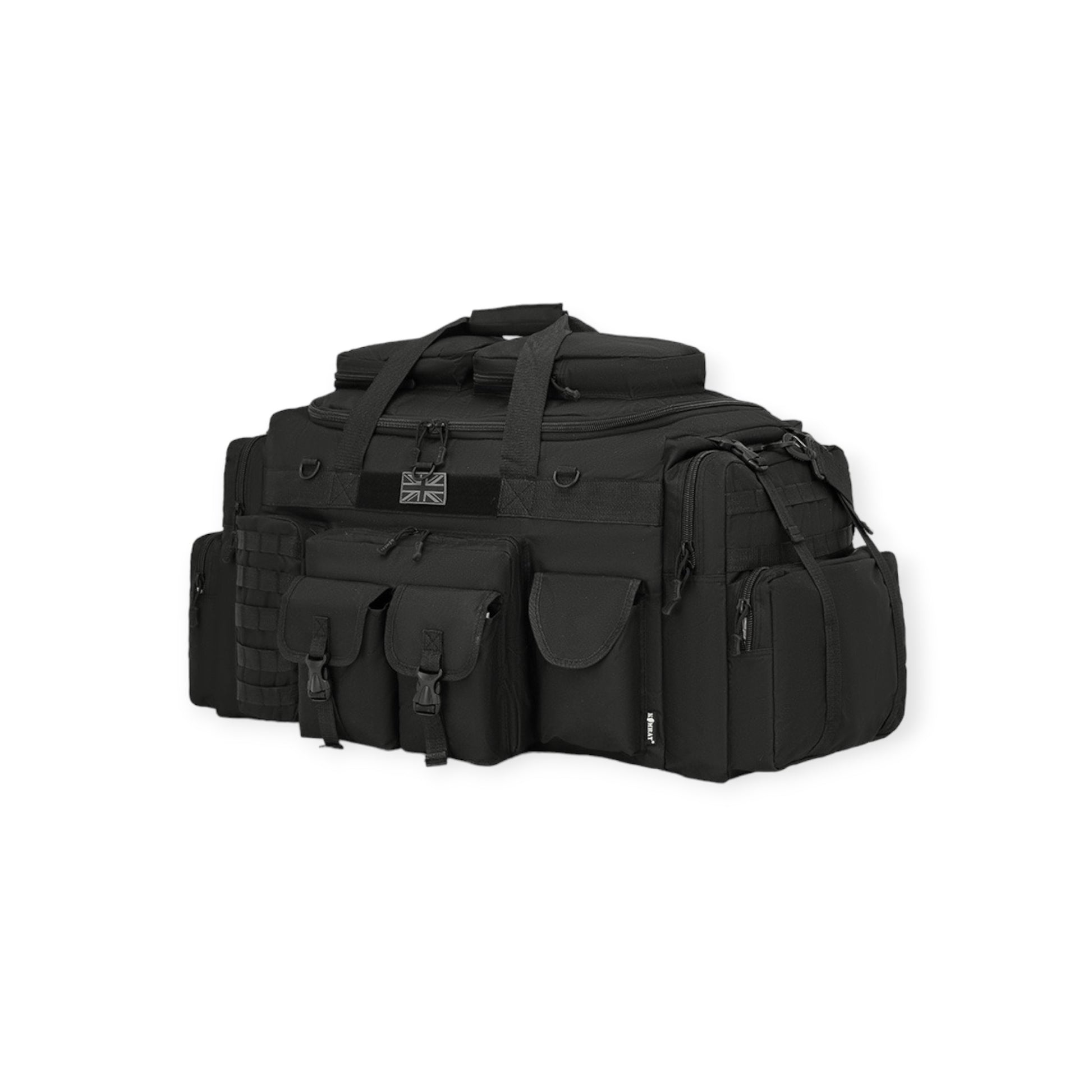 125 Litre Capacity Black Military Style Kombat UK Saxon Travel Holdall Bag wi adjustable straps and MOLLE compatible suitable for any deployment, outdoors or camping