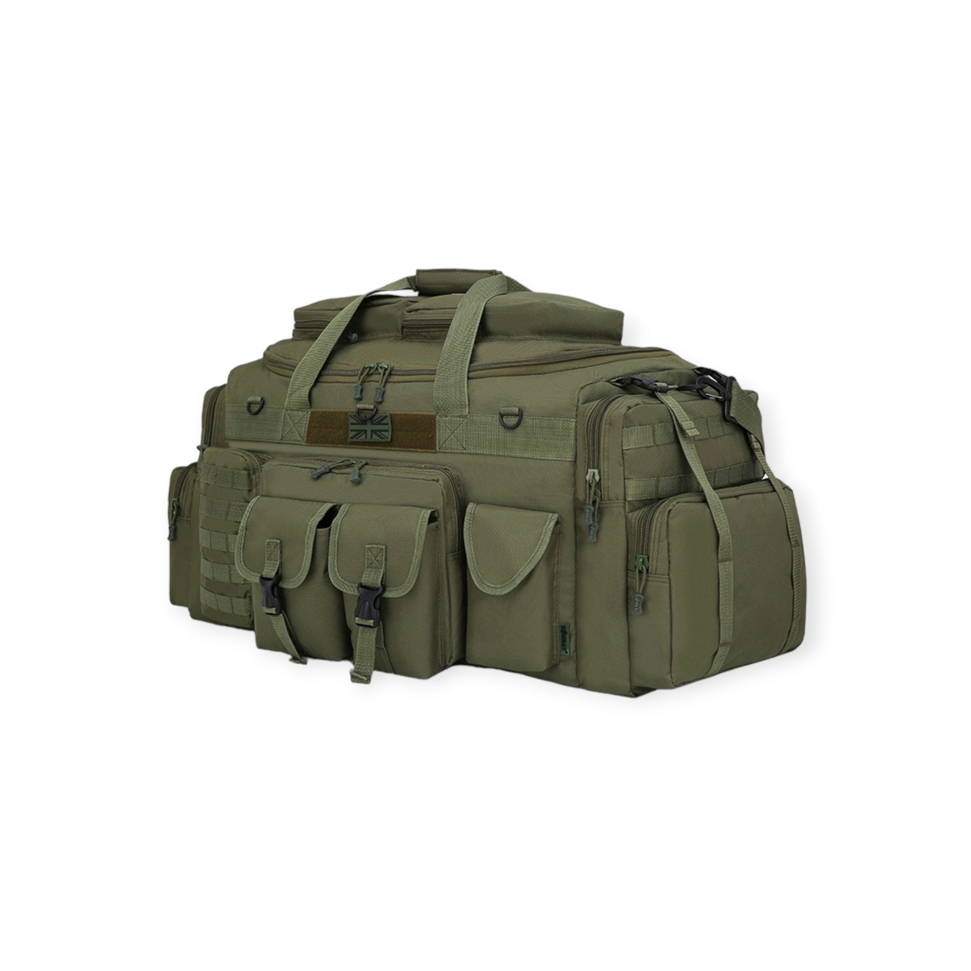 125 Litre Capacity Olive green Military Style Kombat UK Saxon Travel Holdall Bag wi adjustable straps and MOLLE compatible suitable for any deployment, outdoors or camping