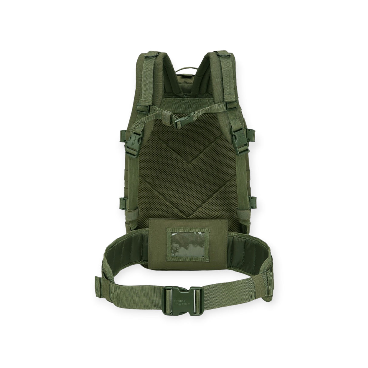 Kombat UK olive green colour Army backpack with 40-litre capacity, padded back, waist belt, hydration bladder compartment, MOLLE strips, and multiple pockets for gear storage. For military use, camping and hikers.