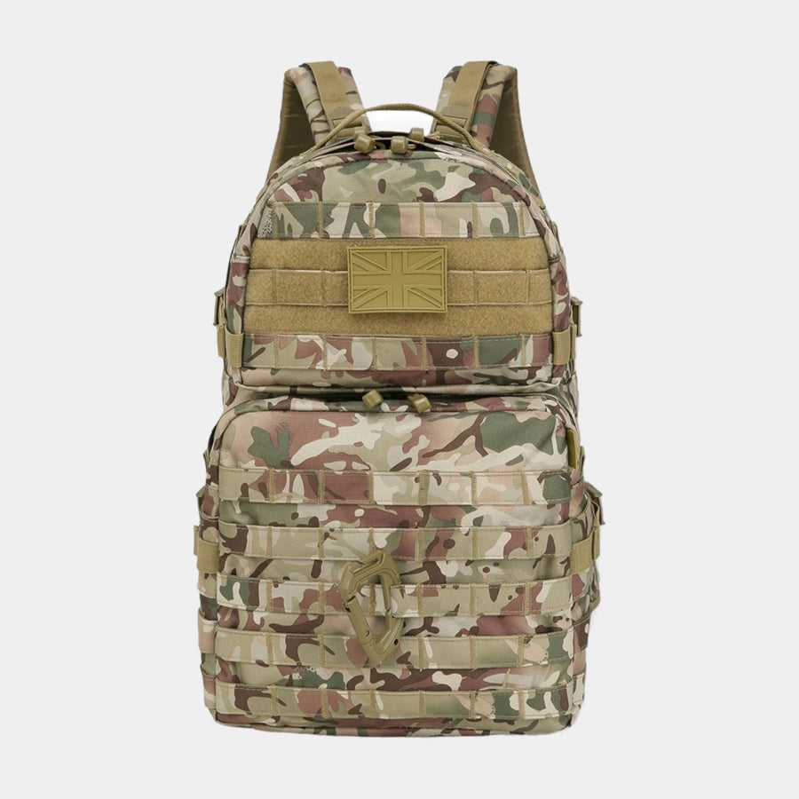 Army backpack with 40-litre capacity, padded back, waist belt, hydration bladder compartment, MOLLE strips, and multiple pockets for gear storage. For military use, camping and hikers.
