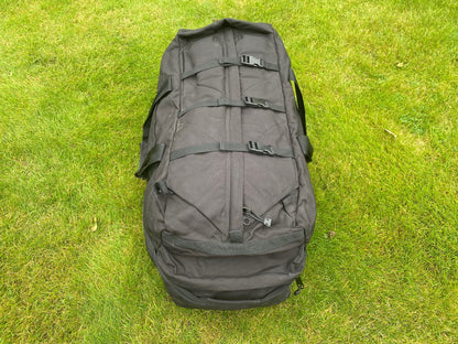 british army operational travel bag 100L rucksack bag used for travelling and storing equipment and gear. picture includes rucksack straps that are used to carry the duffle bag