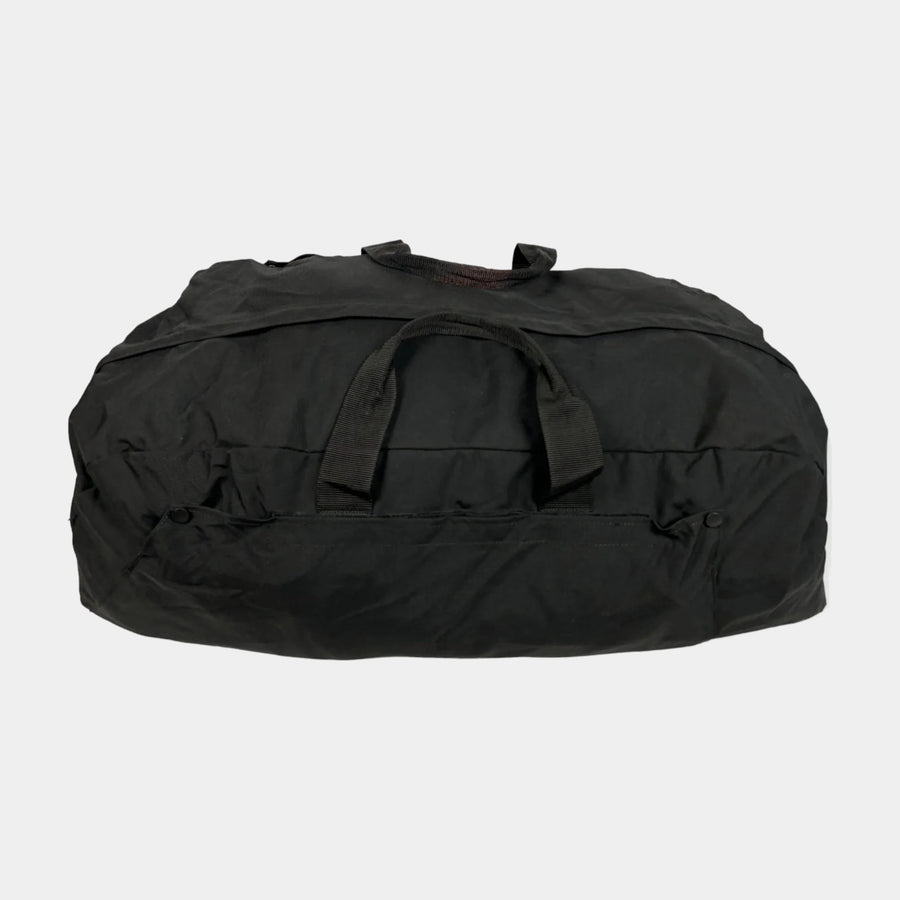 100L capacity Dutch military deployment bag. This army duffle rucksack converts to a backpack and features a hard-bottom for extra protection. It's a military-grade holdall, heavy-duty travel bag, and tactical deployment rucksack in one. With its extra-large capacity, rugged construction, and durable materials, it's perfect for outdoor equipment and travel. 