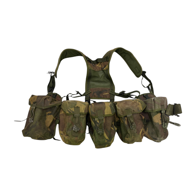 British Army PLCE utility webbing set in Woodland DPM camouflage with utility and water bottle pouches