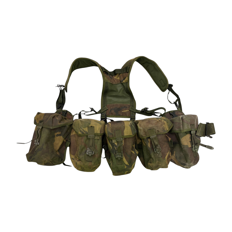British Army PLCE utility webbing set in Woodland DPM camouflage with utility and water bottle pouches