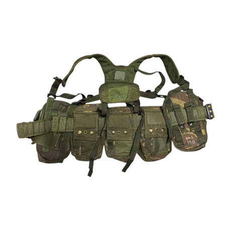 Rear view of British Army DPM PLCE utility webbing set showing yoke and belt
