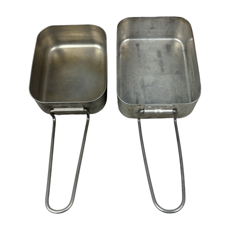 Military mess tin set interior, aluminium cooking tins for hexi burner use