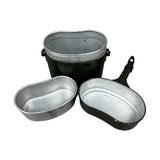 austrian army mess tin 3 piece camping cookiing set for cooking and prepping