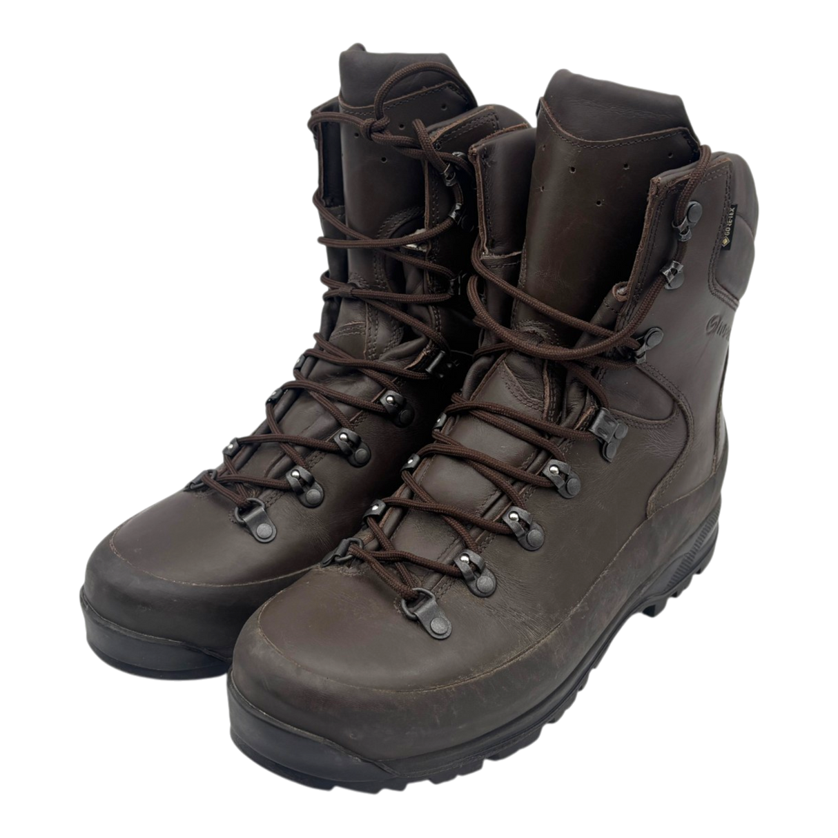 Altberg Brown Leather Combat Boots British Army Surplus Grade 1 Pair Front View with Vibram Sole