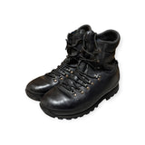 Pair of British Army Altberg Defender black leather combat boots – front angle view - grade 1 condition army combat boots