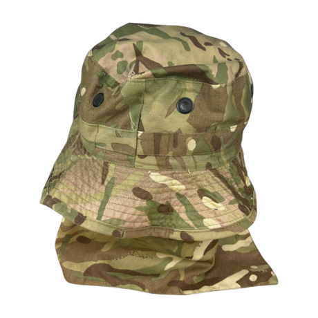 Genuine British army issue Boonie field summer hat with neck guard and chin strap
