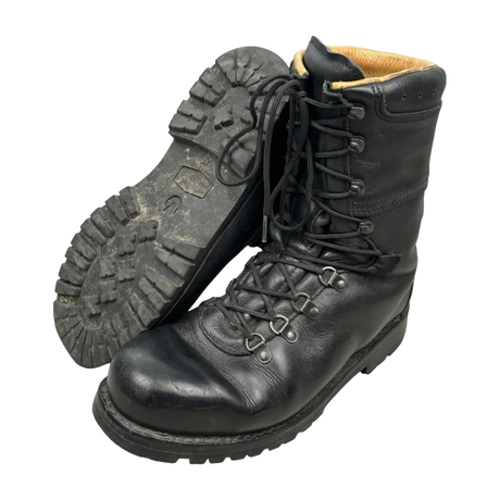  Genuine Austrian Army full leather black combat boots, showcasing rugged durability and superior craftsmanship, perfect for tactical operations and outdoor adventures.