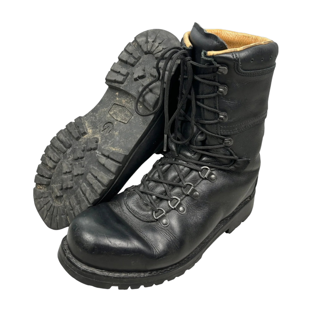  Genuine Austrian Army full leather black combat boots, showcasing rugged durability and superior craftsmanship, perfect for tactical operations and outdoor adventures.