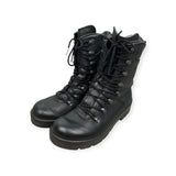 German Army-issue paratrooper boots - Black leather, outdoor-ready, durable design with padded collar and speed lace system. Grade 1 condition. Sizes 3 to 14.5.