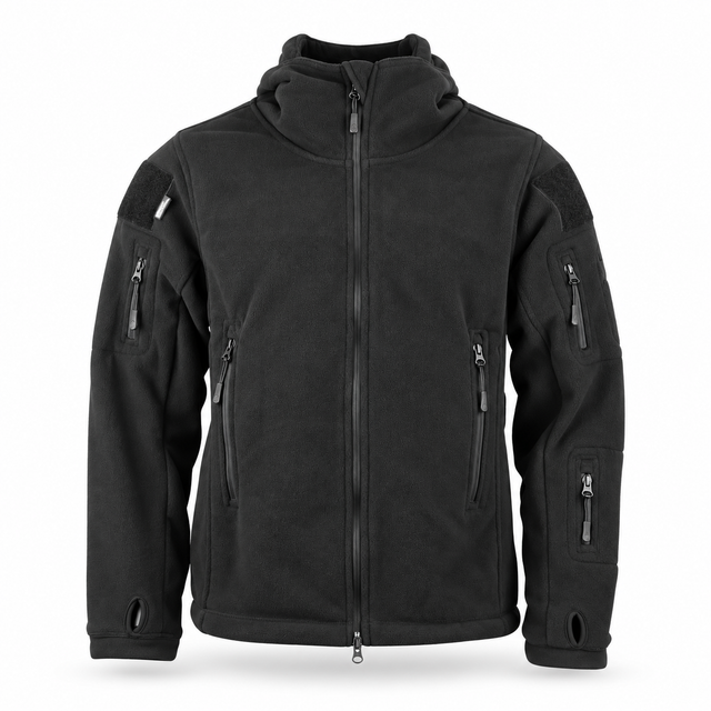 Battalion Scout Fleece Hoodie – black, front view