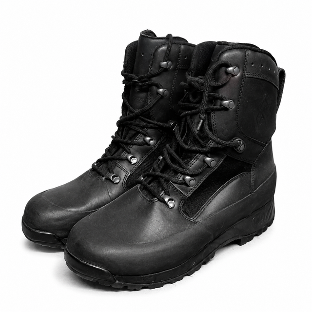 HAIX black High Liability British Army combat boots front view