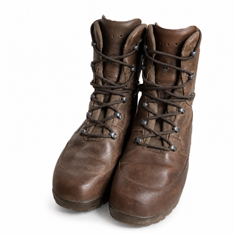 Pair of HAIX brown GORE-TEX British Army combat boots, front view