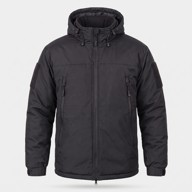 Level 7 insulated winter jacket in Black – front view