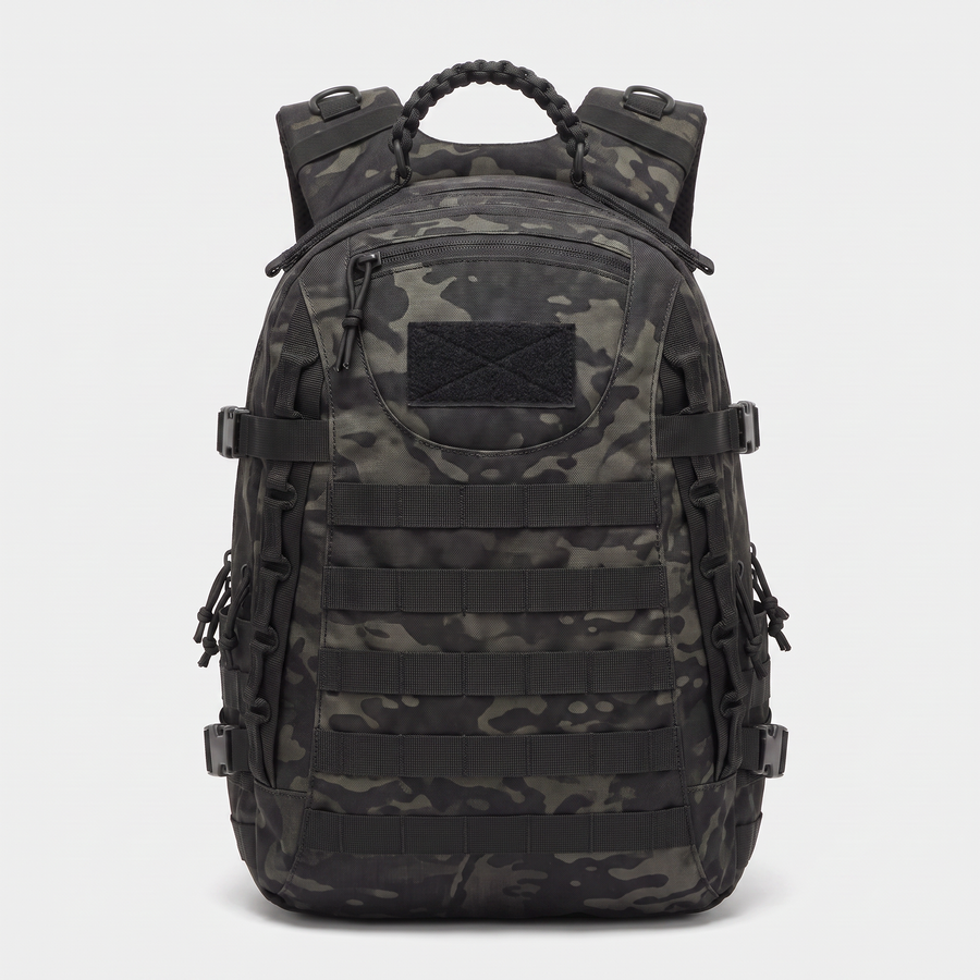 Battalion 38L Tactical MOLLE Rucksack in Black Camo – front