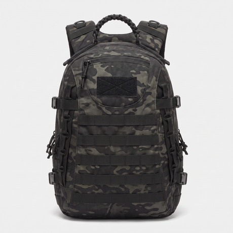 Battalion 38L Tactical MOLLE Rucksack in Black Camo – front