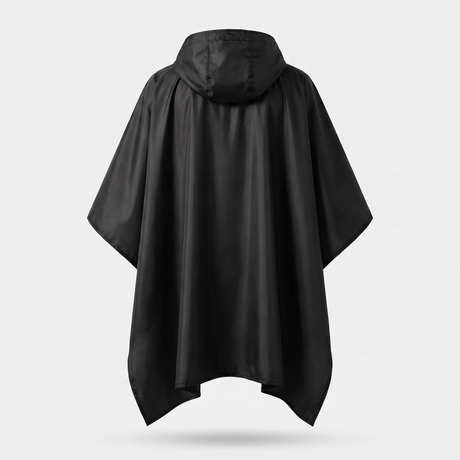 Battalion Hooded Rain Poncho in Black – back