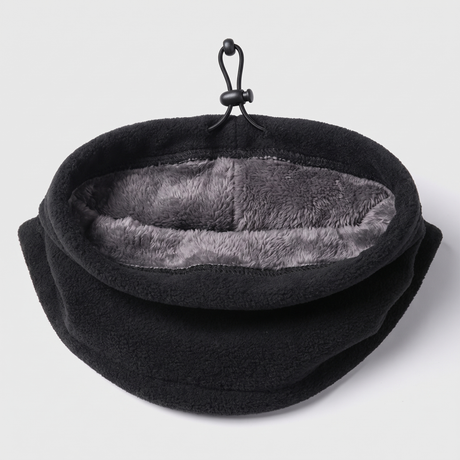 Battalion Fleece Neck Warmer in Black – detail