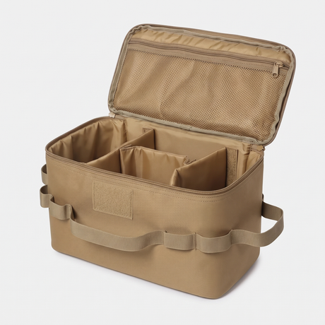 Battalion Camp Kitchen & Gas Canister Tool Bag in Khaki – open