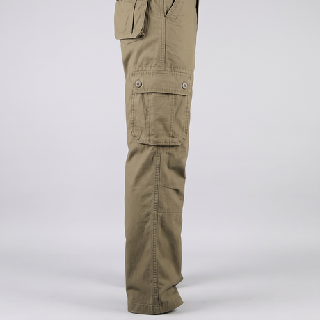 Battalion Cotton Cargo Trousers in Khaki – side