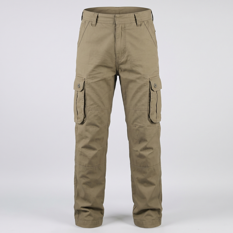Battalion Cotton Cargo Trousers in Khaki – front