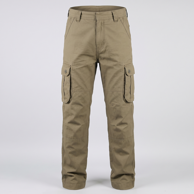 Battalion Cotton Cargo Trousers in Khaki – front