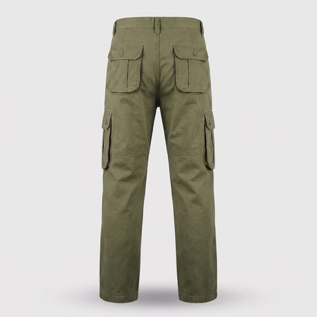 Battalion Cotton Cargo Trousers in Olive Green – back