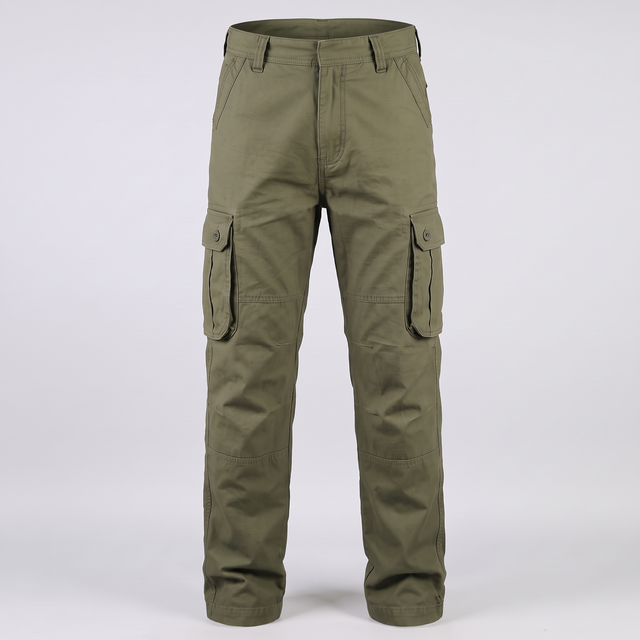 Battalion Cotton Cargo Trousers in Olive Green – front