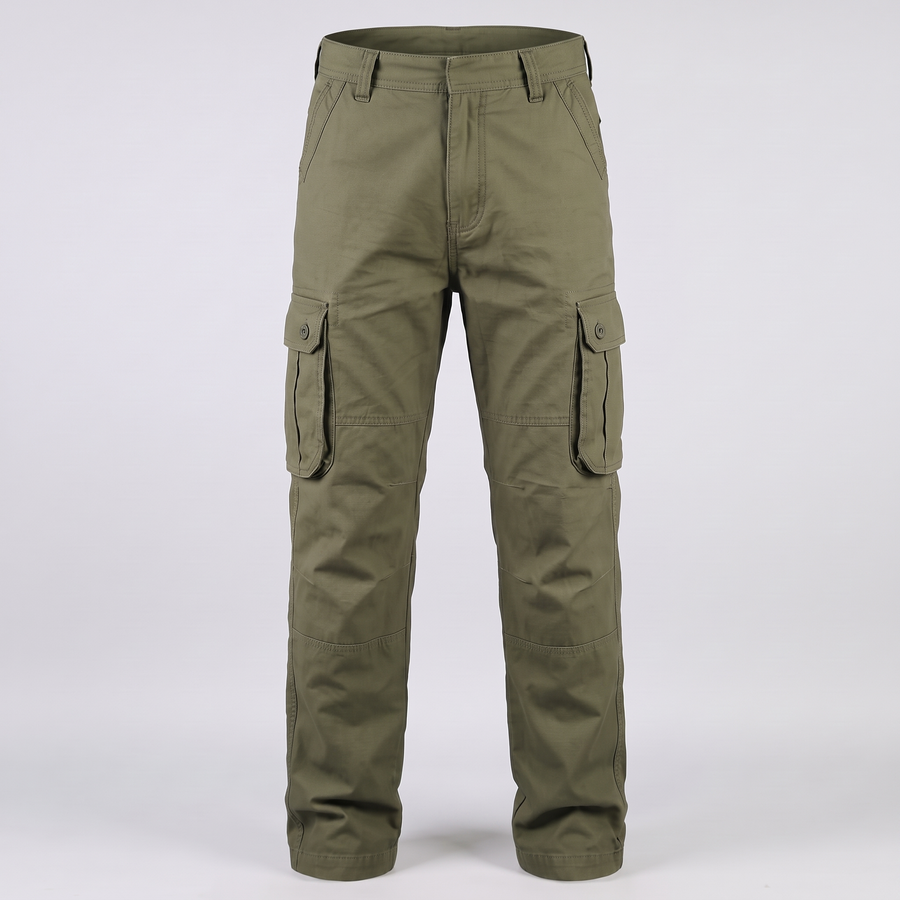 Battalion Cotton Cargo Trousers in Olive Green – front