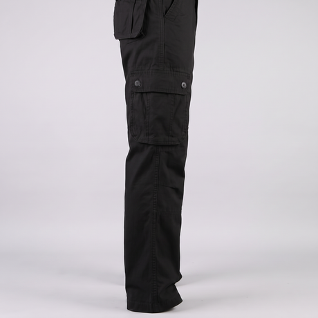 Battalion Cotton Cargo Trousers in Black – side