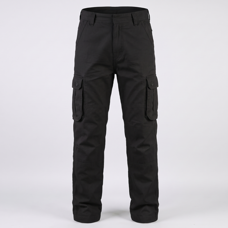 Battalion Cotton Cargo Trousers in Black – front