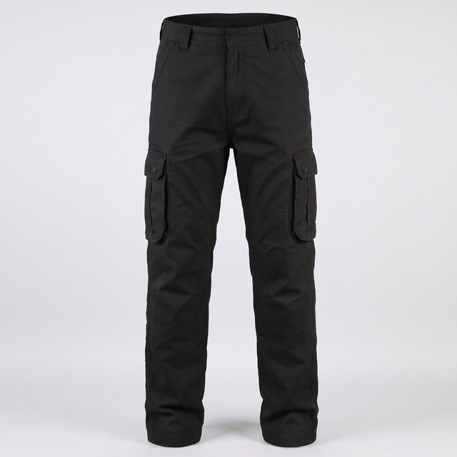 Battalion Cotton Cargo Trousers in Black – front